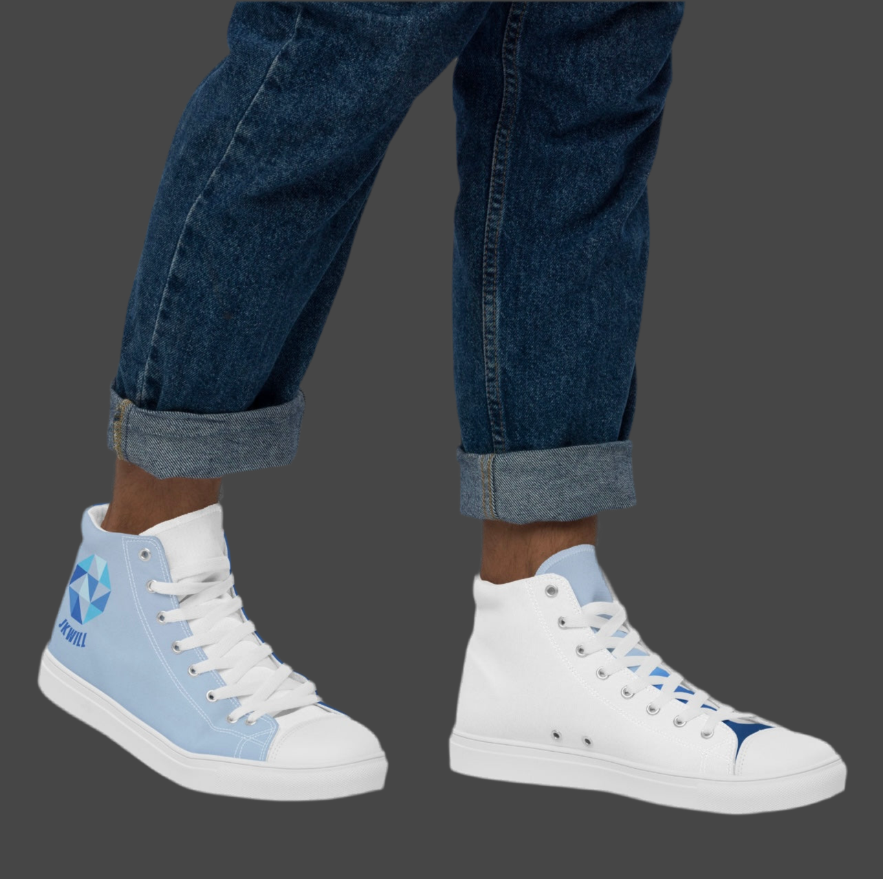 JKWILL Light/Dark Blue High Top Shoes