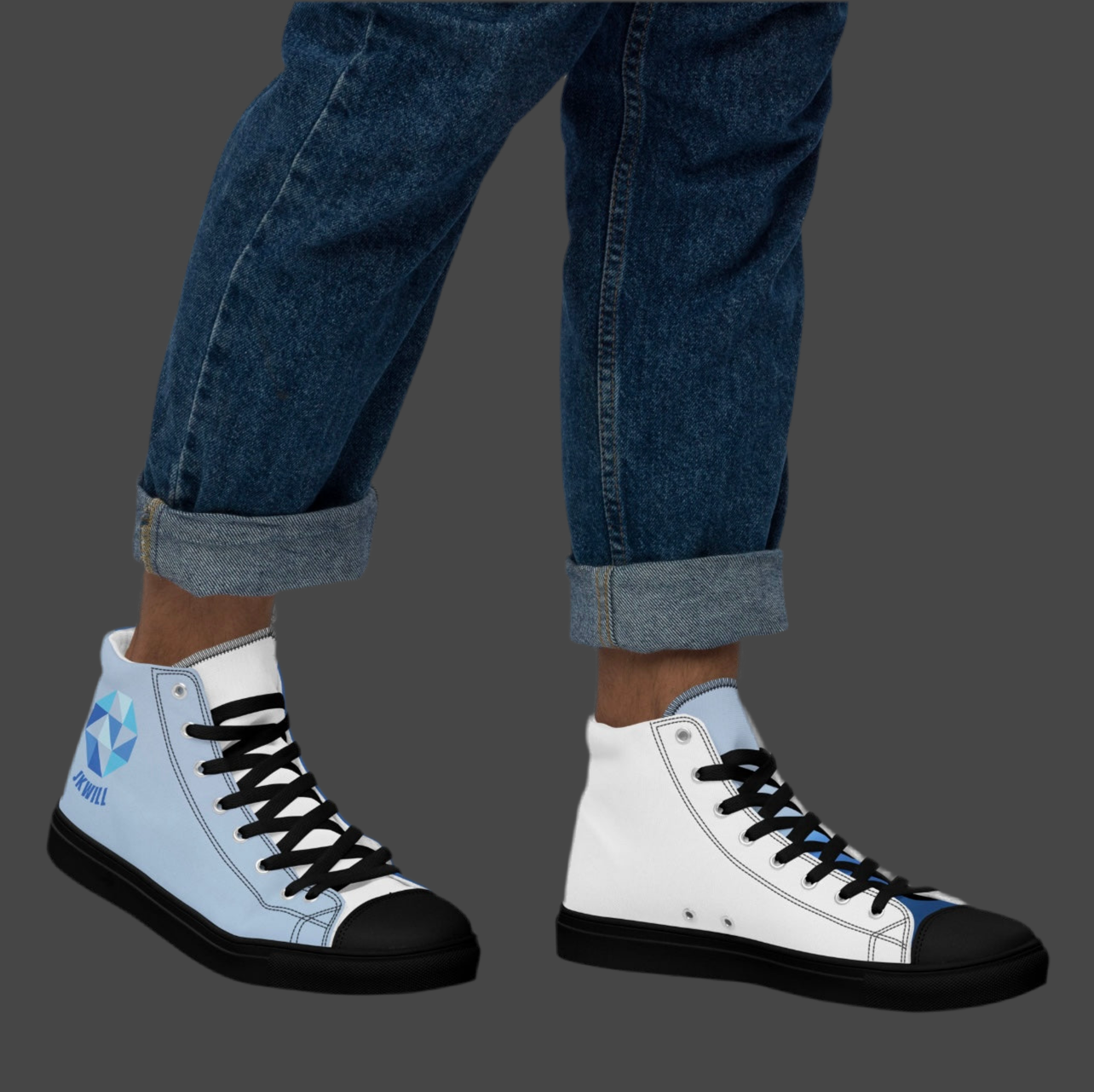 JKWILL Light/Dark Blue High Top Shoes